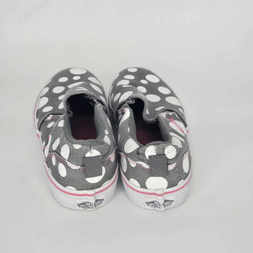 VANS Slip‎ On sneakers polka dot gray white Missy 5 women's 6.5 pink trim - Picture 7 of 9